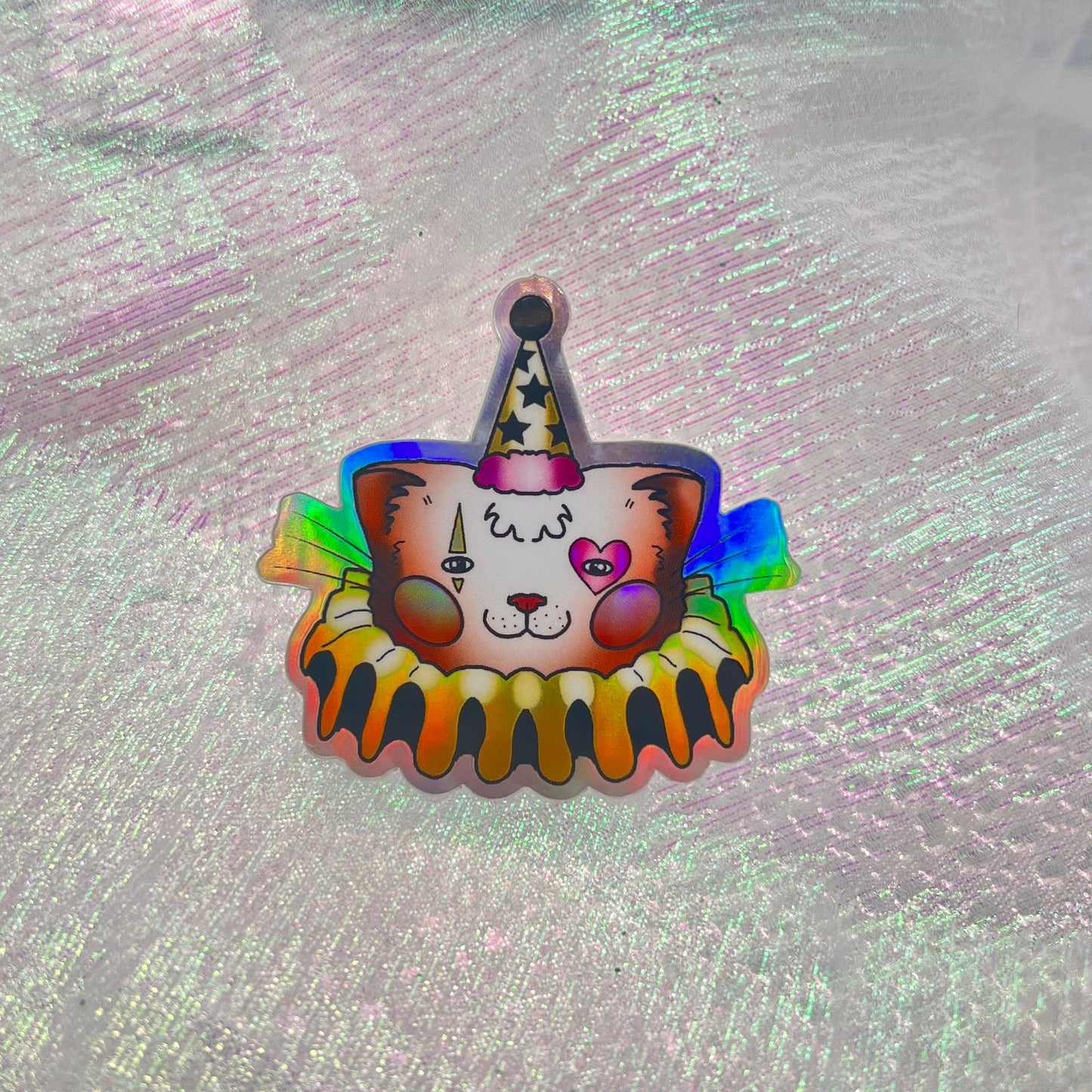 Holo clown cat stickers