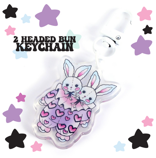 Two Headed Bunny Keychain
