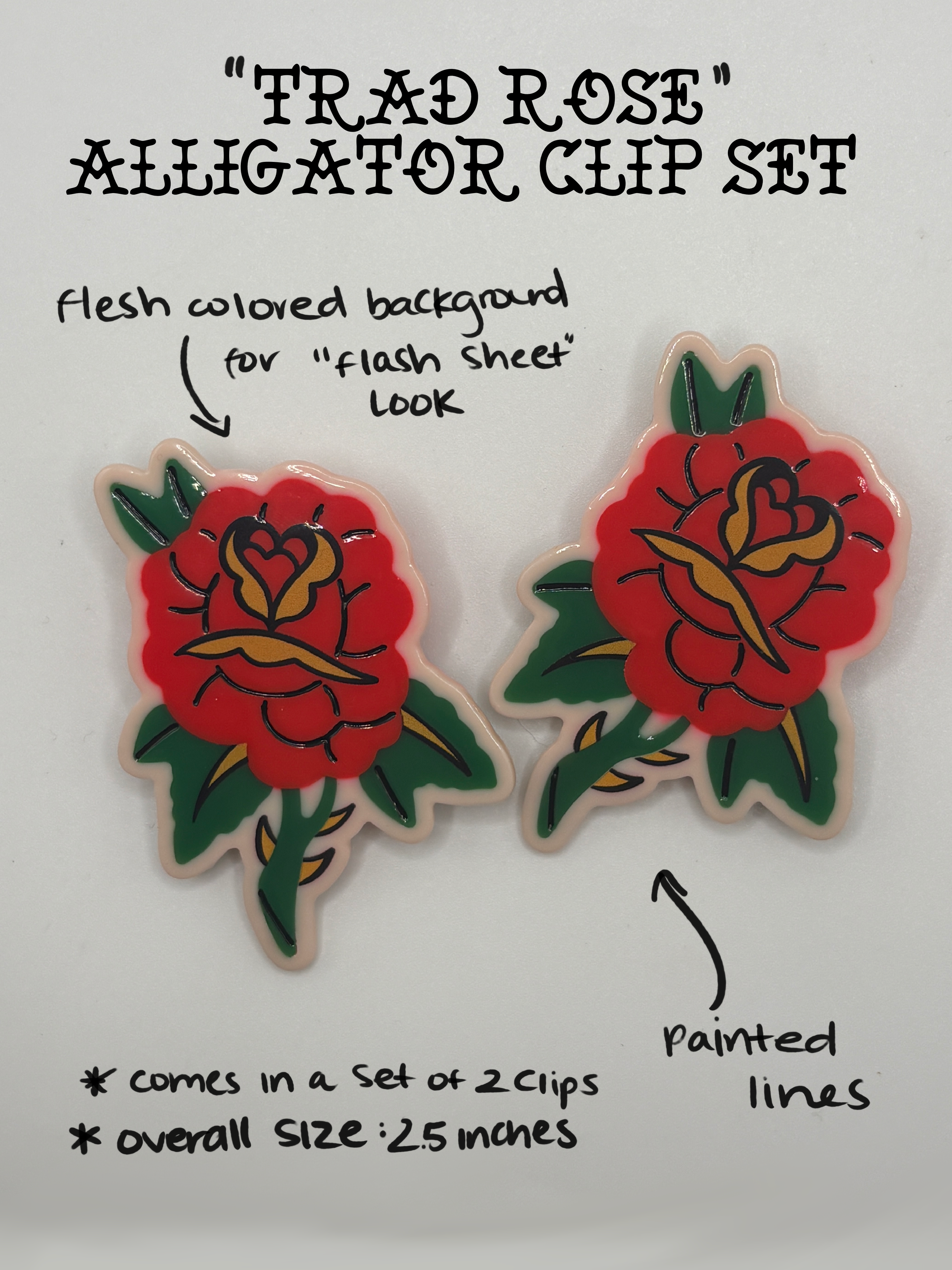 Trad Rose Alligator Clip Set **PREORDER**