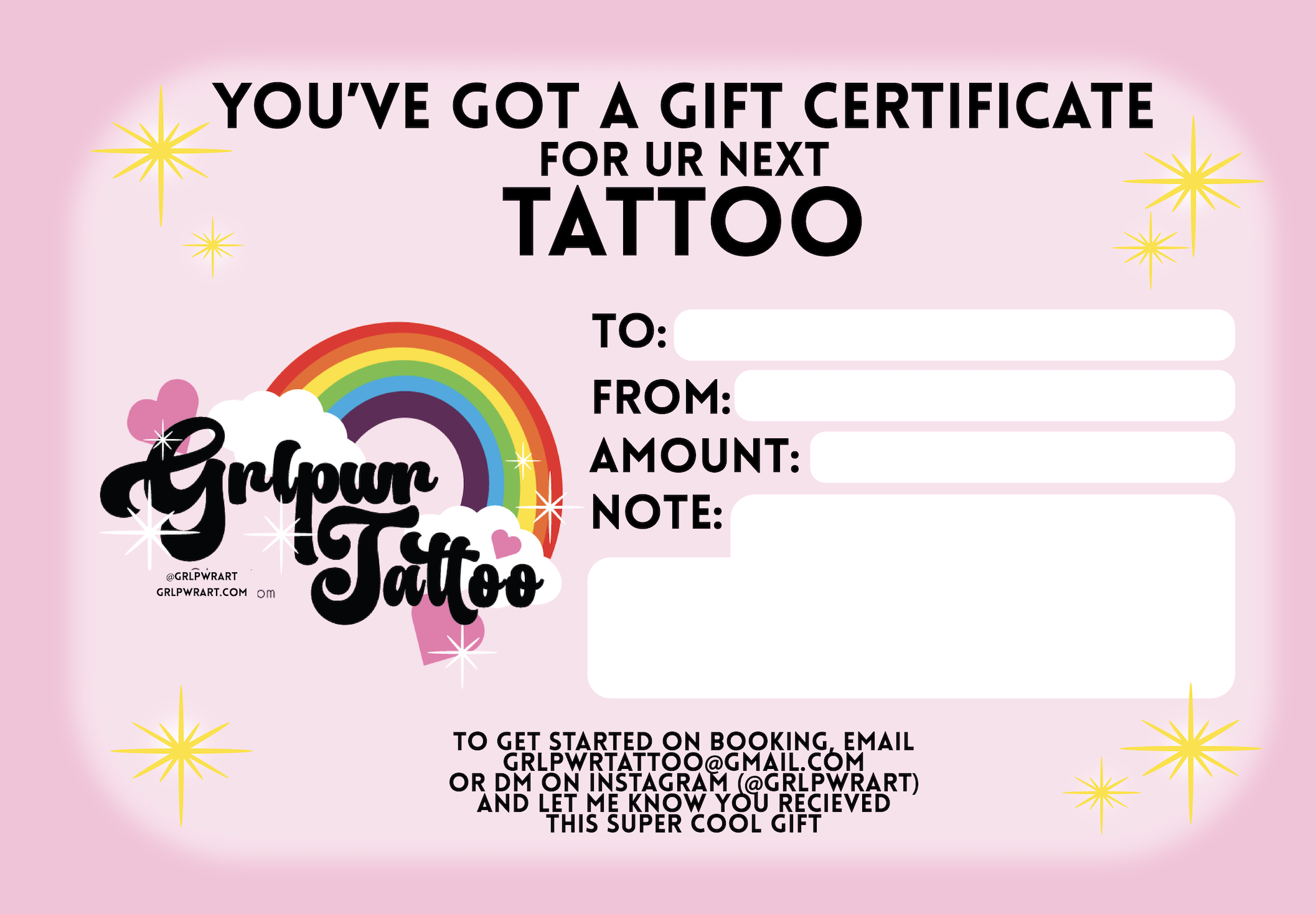 Tattoo Gift Certificate!