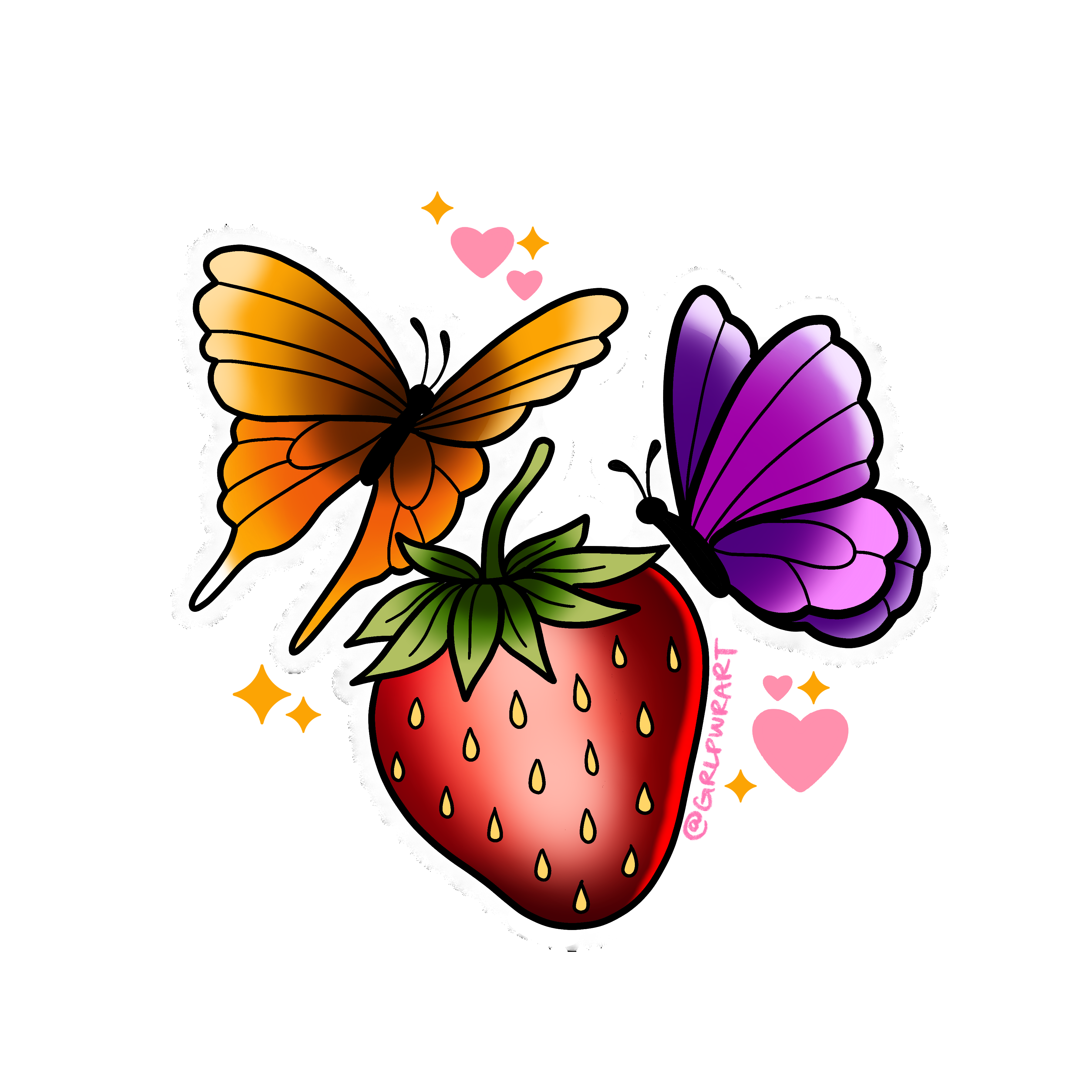 Strawbutterflies Sticker