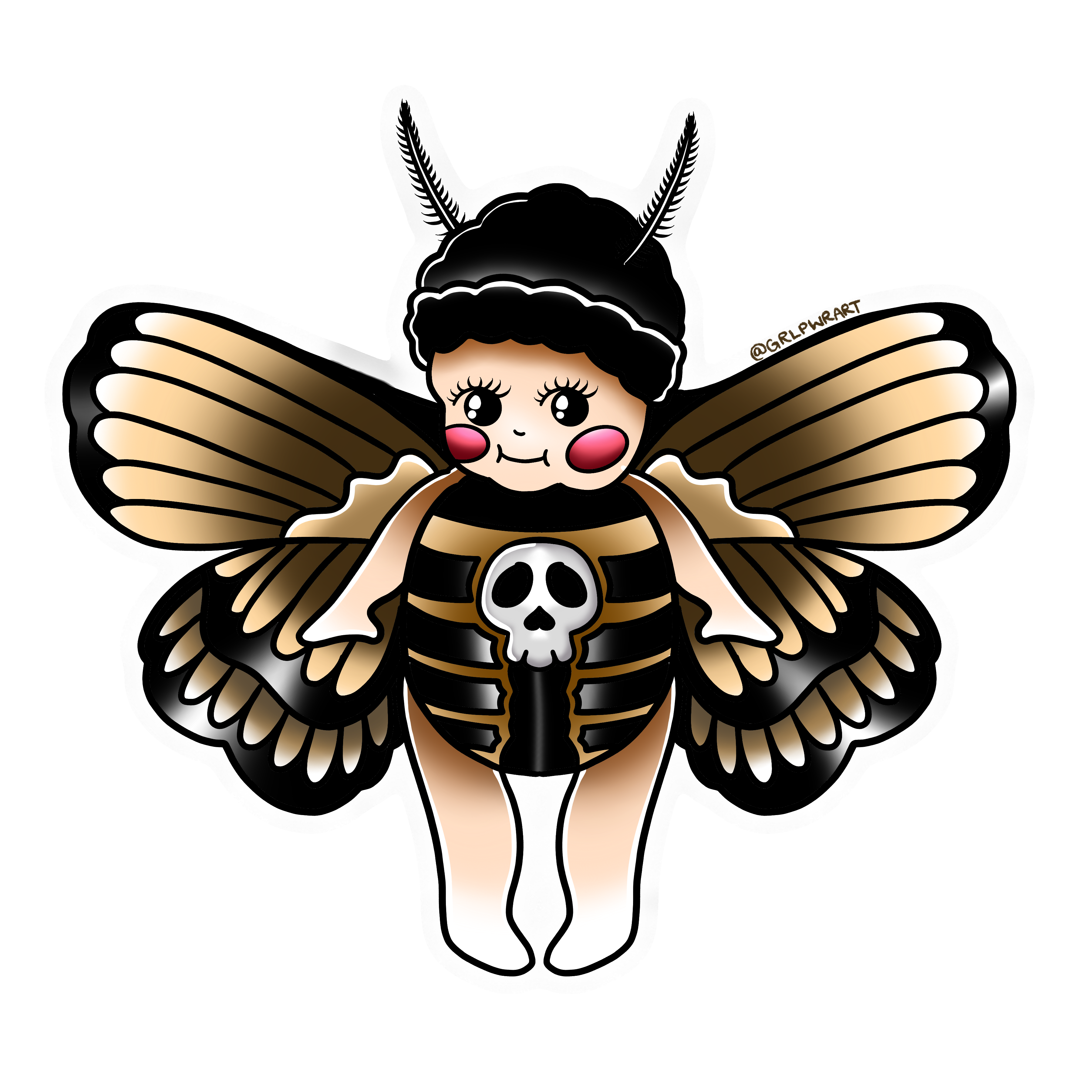 Kewpie Death Moth stickers