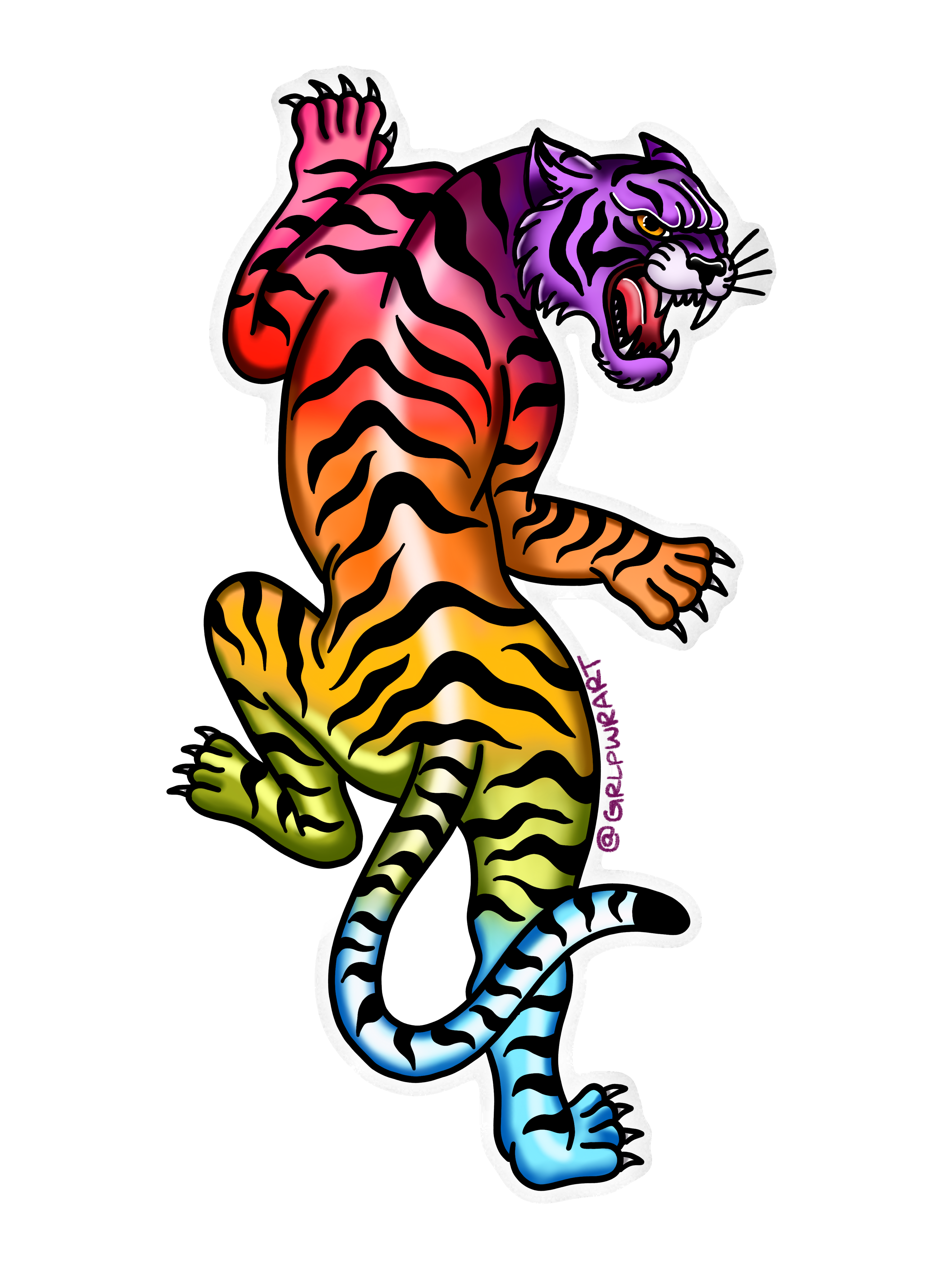Holographic Lisa Frank Inspired Tiger Sticker