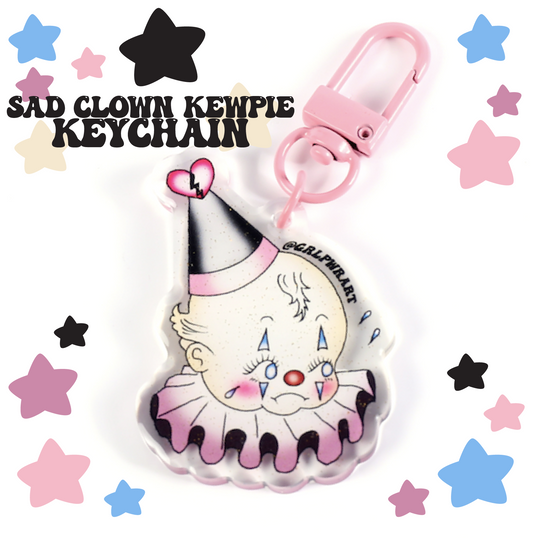 Sad Kewpie Clown Pin & Keychain