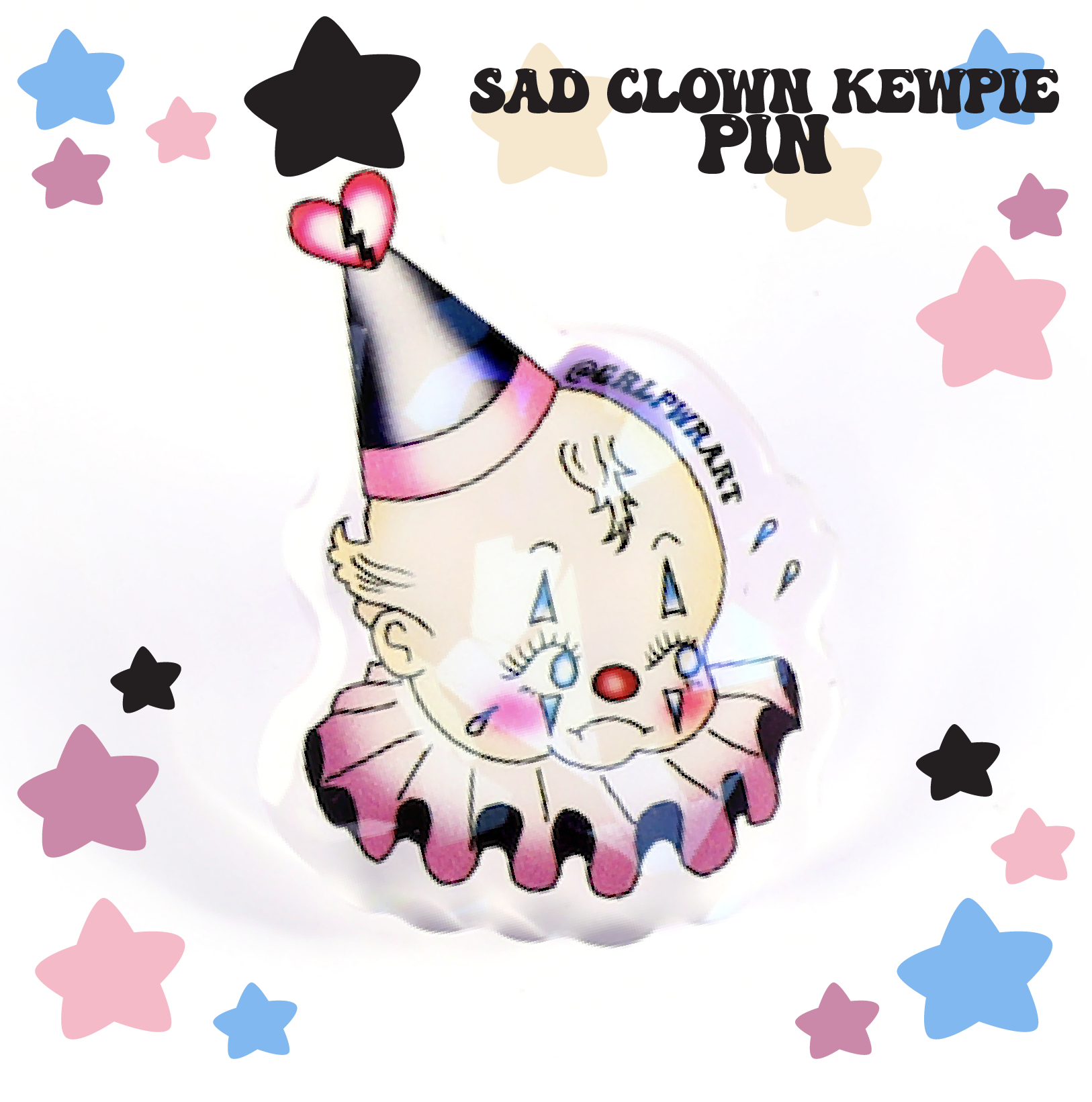 Sad Kewpie Clown Pin & Keychain