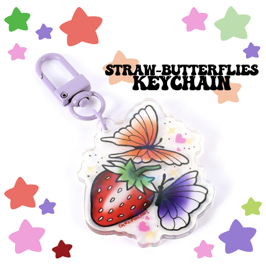 Straw-Butterflies Keychain